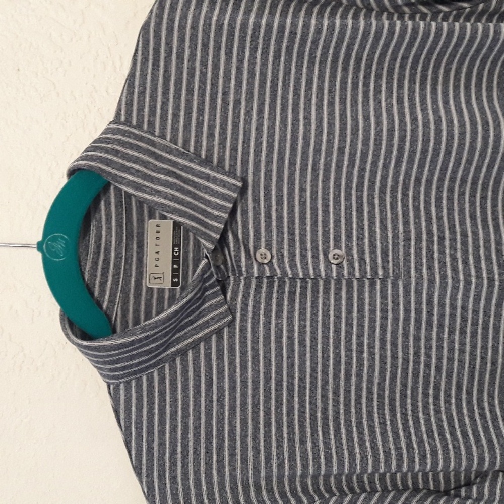 NWT "PGA TOUR" Men's  Polo Shirt Heather Feeder Stripe Size Small